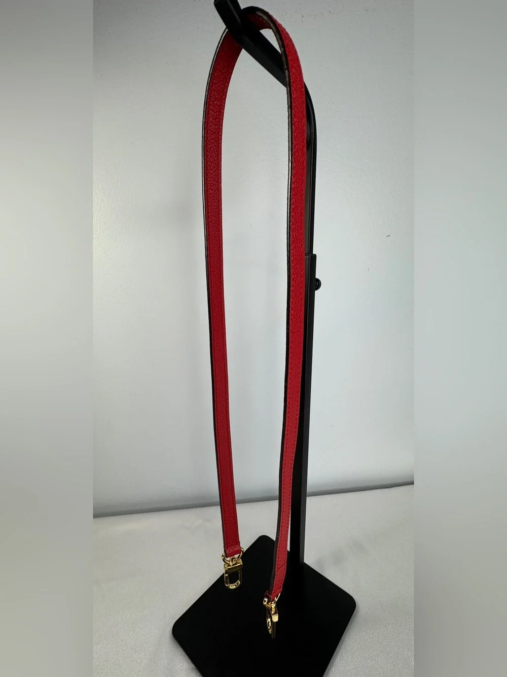 Louis Vuitton Red Leather Strap with Gold Hardware